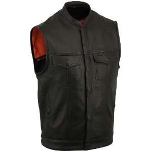   Leather Single Panel Back Dual Side Concealment Vest (Men): Automotive