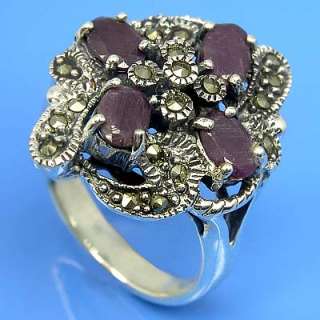   Natural Marcasite and Natural Ruby Gemstone Ring (YSR 303)  