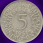 1951 D Germany 5 Mark Silver Coin (11.2 grams .625 Silver)