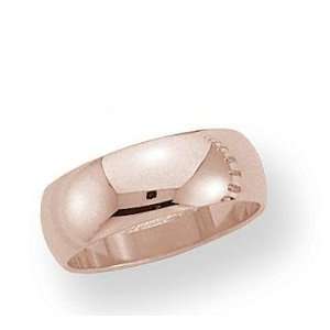    18k Rose Gold 7mm Plain Domed Standard F Wedding Band: Jewelry