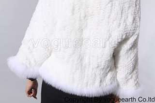 160 new real fox Rex rabbit fur white shawl/capes/coat  