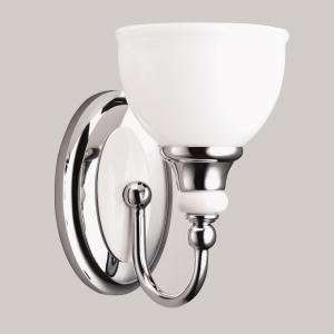  Chrome and Cased Opal Glass 9 High Wall Sconce