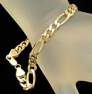 14KT GOLD Bracelet Figaro Chain 15.4 Grams Solid Gold 6.5mm Wide 8 1/4 