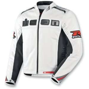  Icon Accelerant GSX R Jacket   Large/White: Automotive