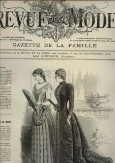 ORIGINAL REVUE DE LA MODE Dec 14 ,1889 + hand colored engraving  
