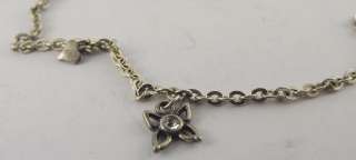 Unique Sterling Silver Anklet Bracelet With Hearts and Flowers  