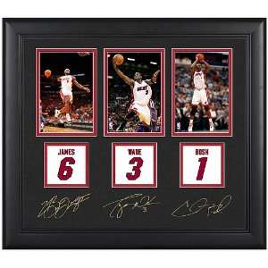 Mounted Memories Miami Heat Lebron James, Dwyane Wade, And Chris Bosh 