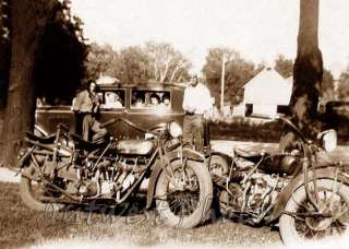 TWO OLD INDIAN MOTORCYCLES ~ 1930S MOTORCYCLE PHOTO  