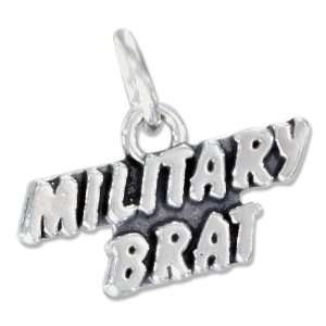  Sterling Silver Antiqued Military Brat Charm.: Jewelry