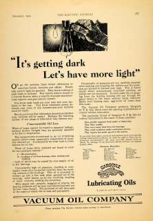 1924 Ad Vacuum Oil Co. Gargoyle Lubricating Oils DTE  