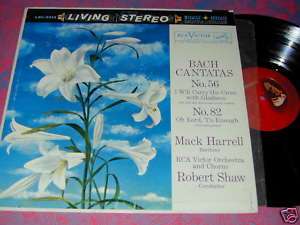 LIVING STEREO Bach CANTATAS 1960 LP HARRELL R Shaw RCA  
