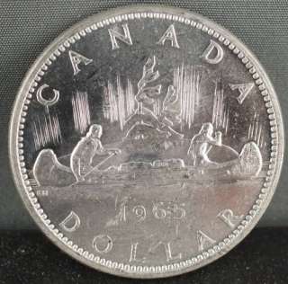 1965 Canadian Silver One Dollar Coin Canada.  