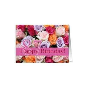  87th birthday colorful rose bouquet Card Toys & Games