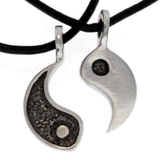 YIN YANG 2 PIECE Silver Pewter Pendant Leather Surfer  