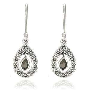  Sterling Silver Marcasite Teardrop Earrings: Jewelry