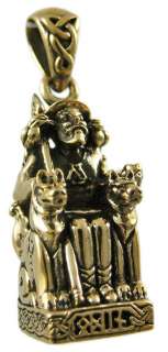Norse God Odin On Throne Bronze Pendant Viking Pagan  