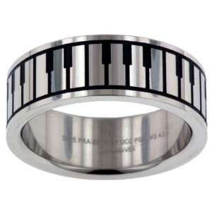  Music Keyboard Give Praise Band Stainless Steel Ring size 