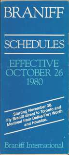 Braniff International Airways system timetable 10/26/80 [112 2 