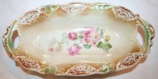   Dish Celery Pink w/Yellow Roses ~ Marked Germany ~ 8.5 ~ EUC  