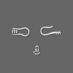  #9514 Clasp, hook and eye, sterling silver, 15x5mm crimp 