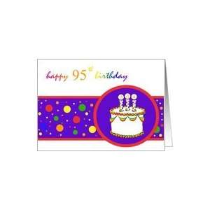  95th Happy Birthday Cake rainbow design Card: Toys & Games
