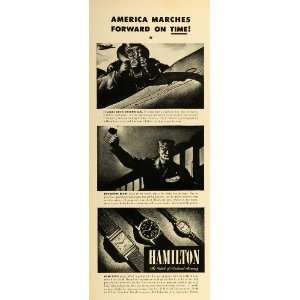  1942 Ad Hamilton Watches World War II Fighter Jet Machine Gun 