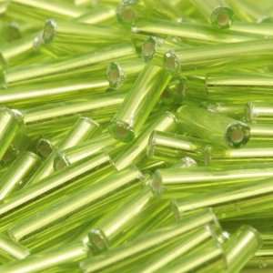   9mm Silver Lined Lemon Lime Bugle Glass Seed Beads: Home & Kitchen