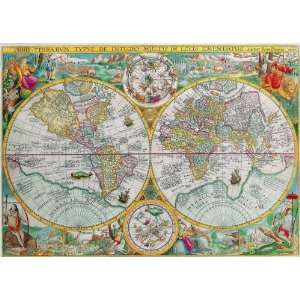   inch Rare Antique Map Canvas Art World Hemisphere Map