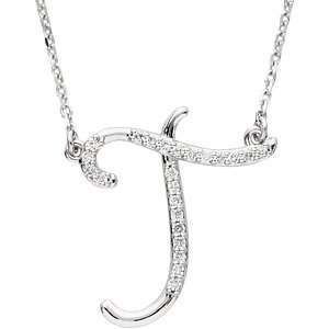   Script Letter Necklace (GH Color, I1 Clarity, 1/8 Cttw): Jewelry