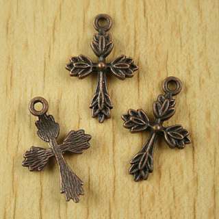 description:45pcs copper tone flower cross charms H2182