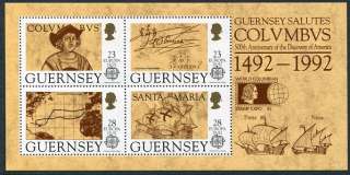 Guernsey 470b MNH Christopher Columbus, Ships, Map,  