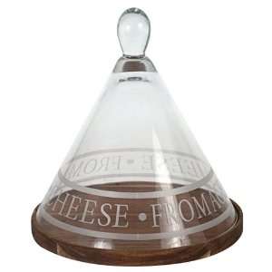   Wooden Cheese Board 28cm with Glass Dome cheese glass: Kitchen