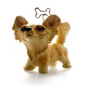  Chihuahua Long Hair Hand Crafted Picture Holder   Brown 
