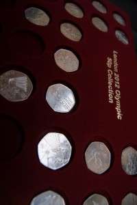 LONDON 2012 OLYMPIC 50P SPORT COINS COLLECTION TRAY  