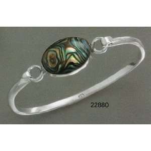   Bangle Bracelet w/13x20 Abalone Shell Inlay, 9/16 in wide Jewelry