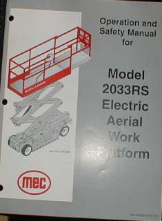 MEC 2033RS 2033 RS Manlift Operation Maintenance Manual  