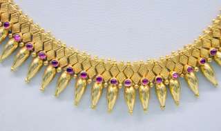 VINTAGE 22 CT SOLID GOLD SPIKY NECKLACE EARRING SET  