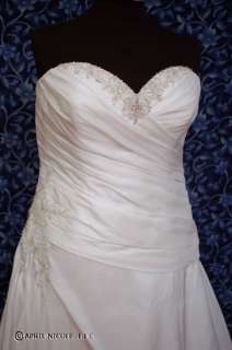 Allure 2358 Winter White Taffeta Laced Draping Wedding Dress 20 NWOT 