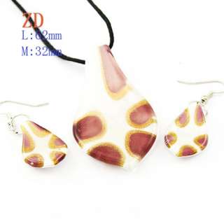 g414x Lots 6 set Chic Murano Lampwork Glass Leaf Bead Pendant Necklace 