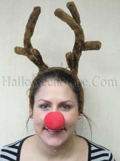 18 Plush Reindeer Antlers on Headband with Elastic Strap.