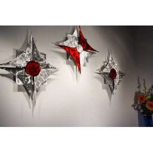  Abstract Metal Wall Art, Metal Sculptures Set of 3 Design 