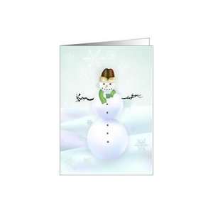 Winter Holiday Snowman Card Ice Blue Card