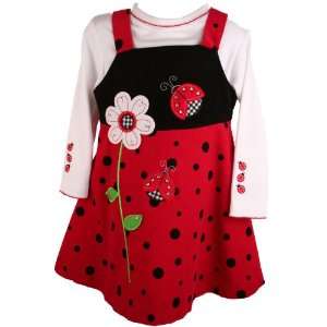   Editions Fall/Winter Girls Red Corduroy Lady Bug Jumper Dress Baby