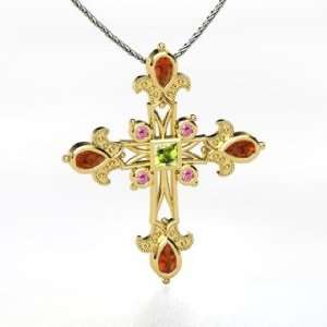   18K Yellow Gold Necklace with Fire Opal & Pink Sapphire: Jewelry