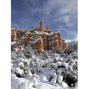 Snow Covered Red Rock Formations, Dixie National Forest, Utah Premium 