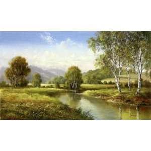  Quiet Pond by H. Buchner. Size 39.75 inches width by 24 