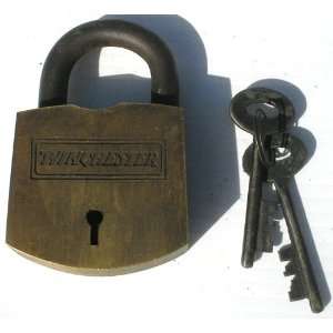  Solid Brass Working Winchester Gun Padlock Lock with Keys 