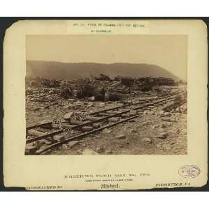    Wreck,Pullman cars,engines,Johnstown Flood,PA,c1889