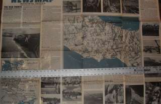 Original WW II world war italian FRONT wall map poster  