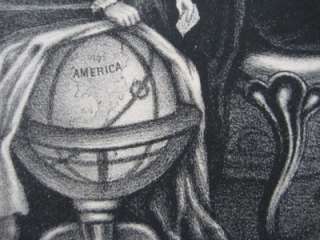   Currier & Ives Lithograph GEORGE WASHINGTON Family Slave Map Globe